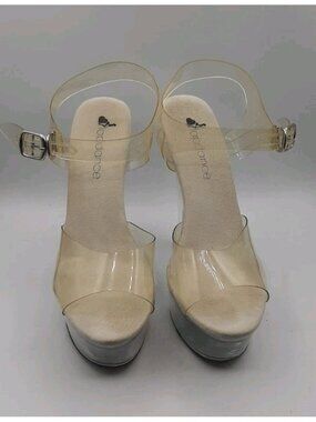 Lap Dance See Through Open Toe Sexy Size 9 Platform Heels Stripper Exotic